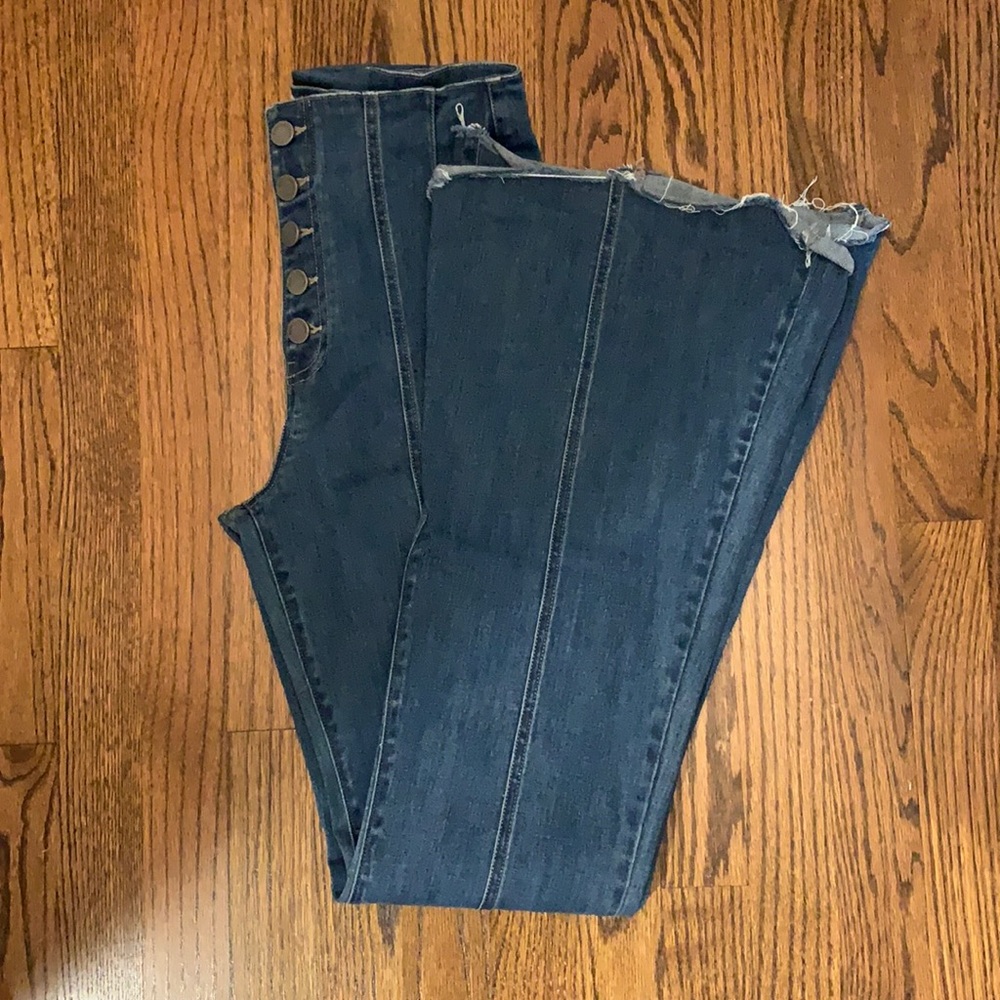 Button Fly Flare jeans
